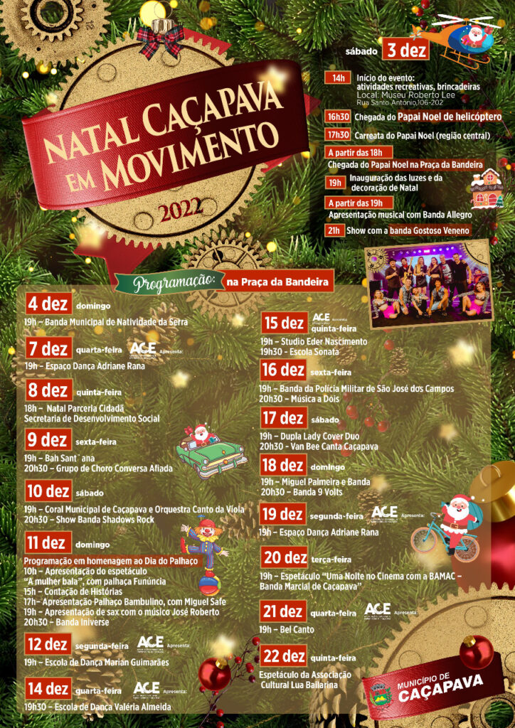 Caçapava abre programação de Natal neste sábado (3) com Chegada do Papai Noel e inauguração da decoração natalina