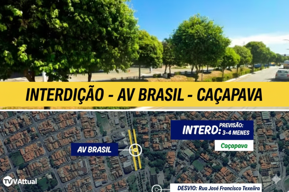 Avenida Brasil Caçapava interdição