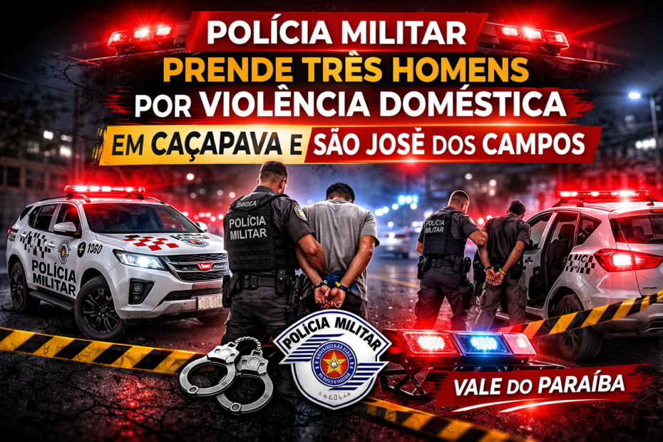 Polícia Militar prende três homens por violência doméstica em Caçapava e São José dos Campos
