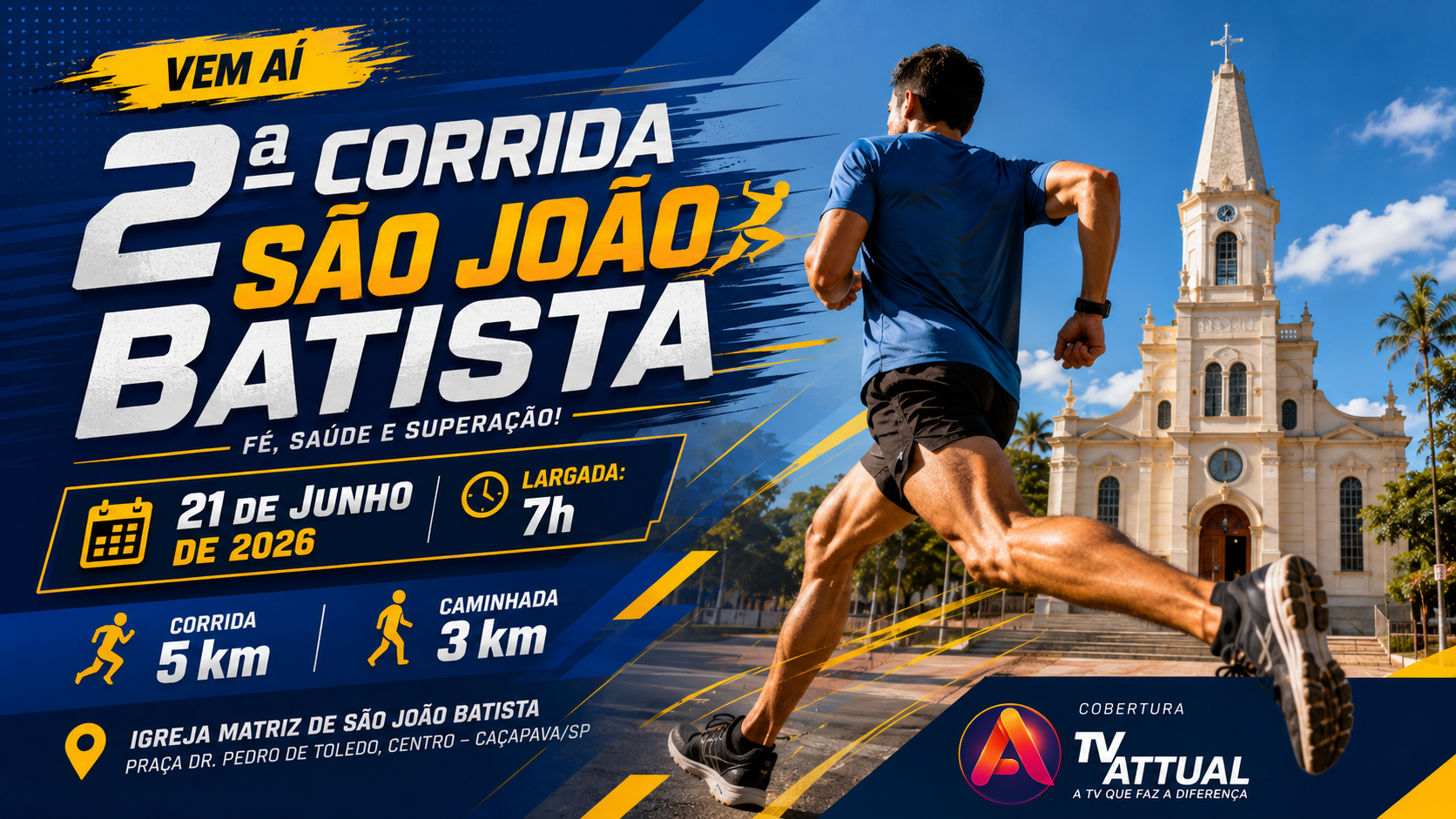 2ª Corrida do Padroeiro São João Batista acontece no dia 21 de junho em Caçapava